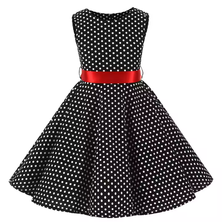 Vestido retro para niña, vestido vintage de princesa de verano sin mangas con lunares de algodón ligero y romántico floral de los años 50 para fiesta y boda Daliy - 1