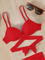 Conjunto de Bikini con realce para mujer, traje de baño Sexy de 3 piezas, ropa de playa para verano, 2023 - details 14