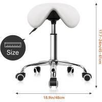 Taburete con Ruedas Silla Trabajo Altura Ajustable Giratorio Taburete de Oficina con Asiento de Silla de Montar Negro - details 16