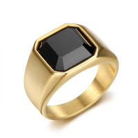 Nueva joyería INS estilo simple anillo negro liso de acero de titanio para hombres - details 4