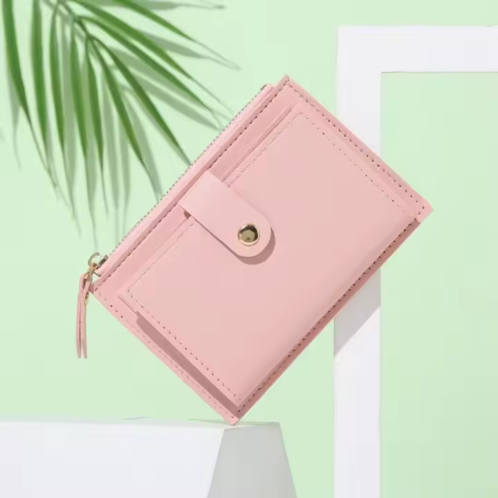 Cartera de mujer con cremallera billetera láser de moda monedero de cuero mini bolsa de tarjetas mercancías peligrosas normales - 1