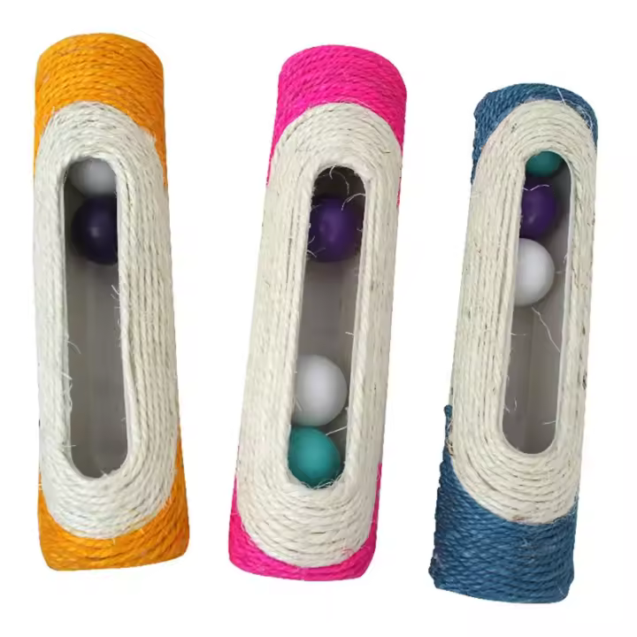 Juguete piezas para gatos, pelota de Sisal, rascador, interactivo, Color aleatorio, 1 unidad - 1