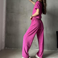 2025 nuevo cómodo señoras traje moda casual top pantalones primavera verano - details 6