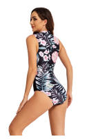 Monokini de tres baños para surf con estampado de cremallera y manga larga con protección UV para mujer - details 8
