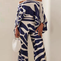 2025 Nuevo top suelto con mangas de murciélago, conjunto de moda con pantalones de pierna ancha, conjunto de dos piezas para mujer - details 2