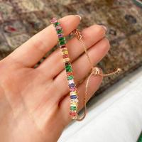 Pulsera de tenis Multicolor ajustable para mujer, brazalete de circonita colorida con arcoíris, cadena de mano, joyería - details 3