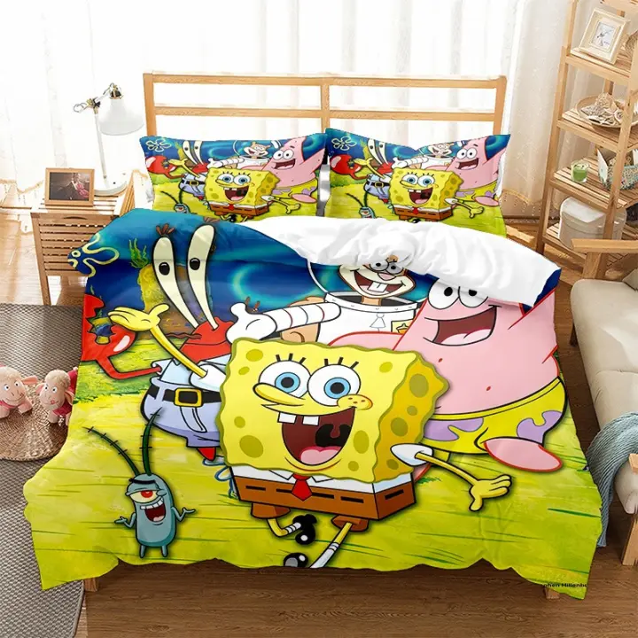 Juego de Ropa de Cama de Dibujos Animados SpongeBob Funda de Edredón con Estampado 3D - 1