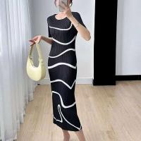 Vestido de Señora con Pliegues Miyake Diseño Japonés Casual Manga Corta Falda Larga Moda de Verano - details 5
