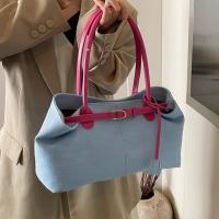 Bolso de hombro vaquero con cierre de cerrojo Simple, bolso elegante Vintage de gran capacidad para axila, bolso de mano informal de PU elegante para mujer - details 13
