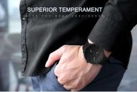 Reloj de Acero Inoxidable Impermeable de Diseño Sencillo Automático, Correa de Cuero, Marca Superior, Elegante para Hombres - details 0