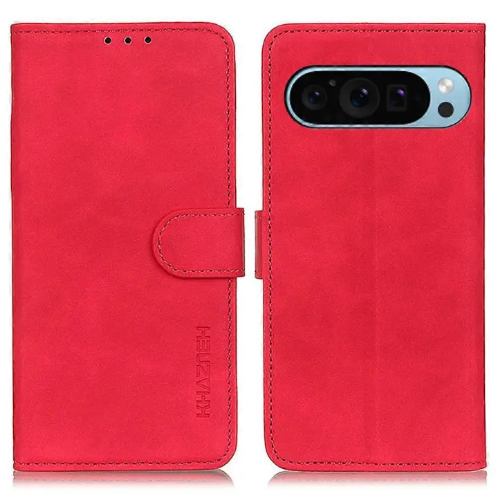 Funda de teléfono con soporte a prueba de golpes de cuerpo completo de cuero PU retro para Google Pixel 9 - 1