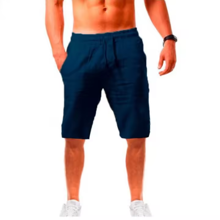 Pantalones cortos deportivos casuales de verano para hombre, de lino y algodón, transpirables y sueltos. - 1