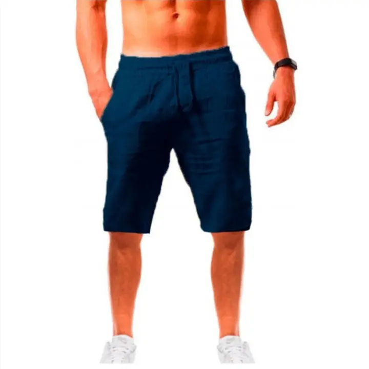 Pantalones cortos deportivos casuales de verano para hombre, de lino y algodón, transpirables y sueltos. - 1