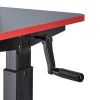 Escritorio de ordenador rectangular para juegos de altura regulable, con estante elevado para colocar el monitor, 140 x 63,5 x 109-126 cm, color rojo - details 5
