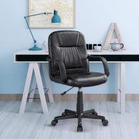 Silla de Oficina Ergonómica Ajustable en Altura Silla de Escritorio con Asiento Acolchado con Reposabrazos Silla de Oficina de Polipiel Artificial para Ejecutivos con Ruedas Giratorias - details 1