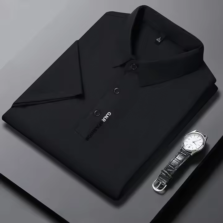 Polo de manga corta de Color sólido para hombre, Top elástico cómodo y transpirable, recién llegados, estilo informal de negocios - 1