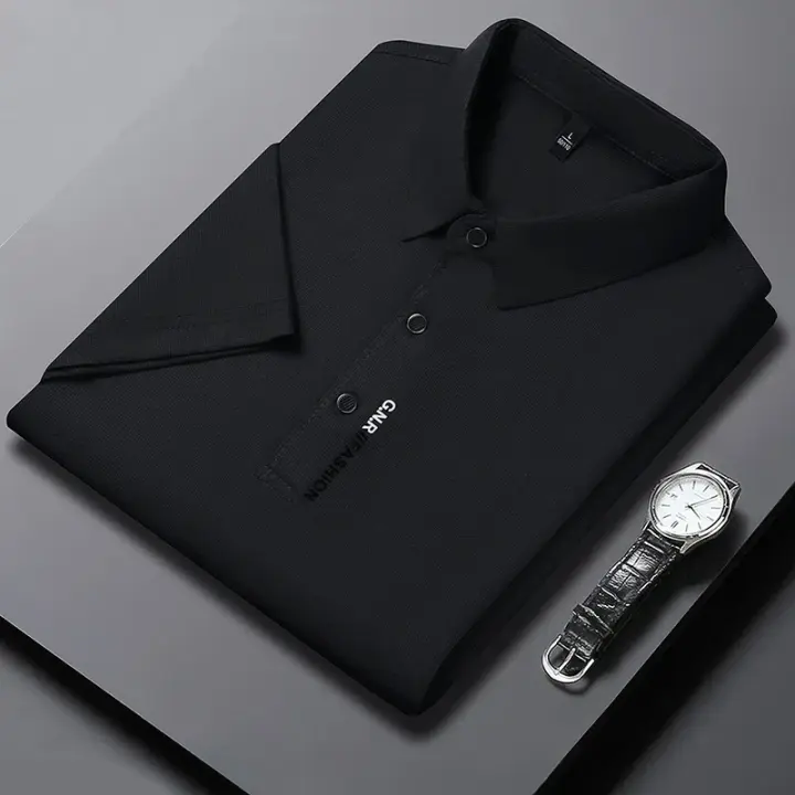 Polo de manga corta de Color sólido para hombre, Top elástico cómodo y transpirable, recién llegados, estilo informal de negocios - 1