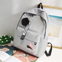 Mochila de gran capacidad con hojas impresas, mochila de lona de Color sólido con hojas impresas, mochila portátil con cremallera de estilo universitario - details 4