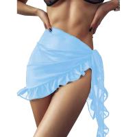 Traje de baño Coverups Mujeres Volantes Dobladillo Sarong Playa Bikini Wrap Sheer Falda Corta Bufanda de Gasa para Traje de Baño - details 15
