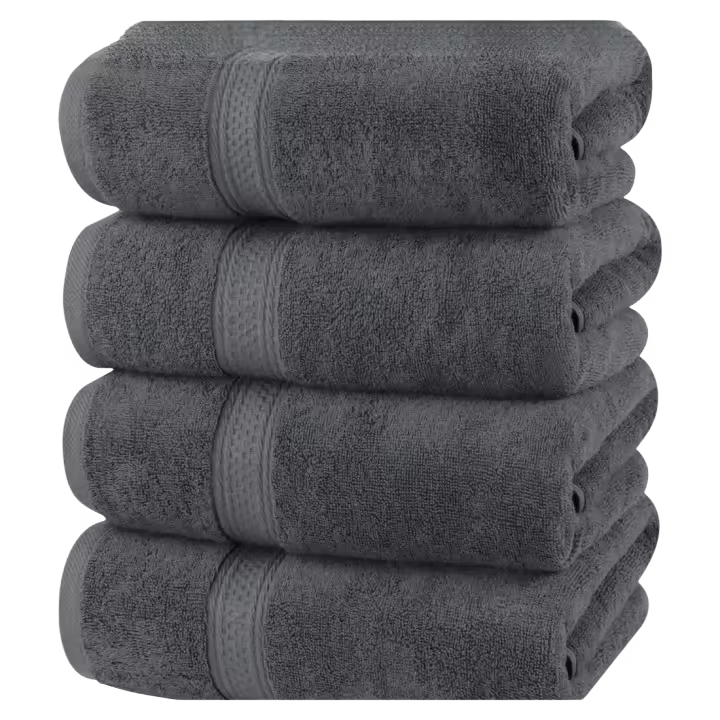 Conjunto de Toallas de baño (Paquete de 4, 69 x 137 cm) Toallas de algodón 100% Ring-Spun (Gris) - 1