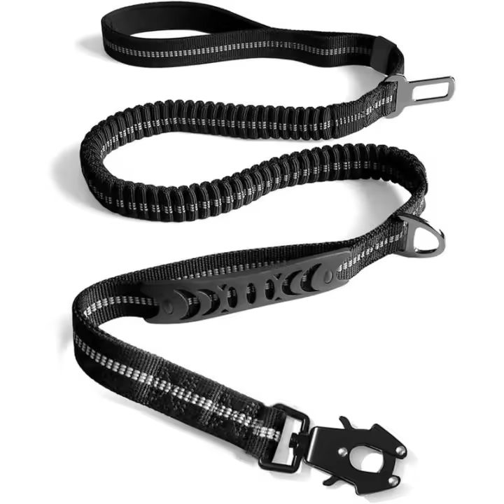 Correa de alta resistencia, correa táctica para perros que absorbe los golpes de 4 a 6 pies con 2 asas acolchadas, Clip de Metal fácil avanzado, reflectante No - 1