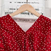 Clásico rojo verano novedad niña Retro vestido Lunar vacaciones diario Casual fiesta de cumpleaños moda para niños de 8 a 12 años - details 2