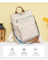 Mochila retro de cuero PU para mujer, bolso de hombro antirrobo, mochila de viaje de ocio, bolso para portátil de gran capacidad - details 12