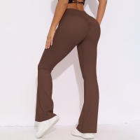 Mallas de Yoga a prueba de sentadillas para mujer, pantalones de Yoga de cintura alta, levantamiento de glúteos, pantalones de tiburón Micro acampanados, pantalones de Yoga ajustados de cintura alta - details 8