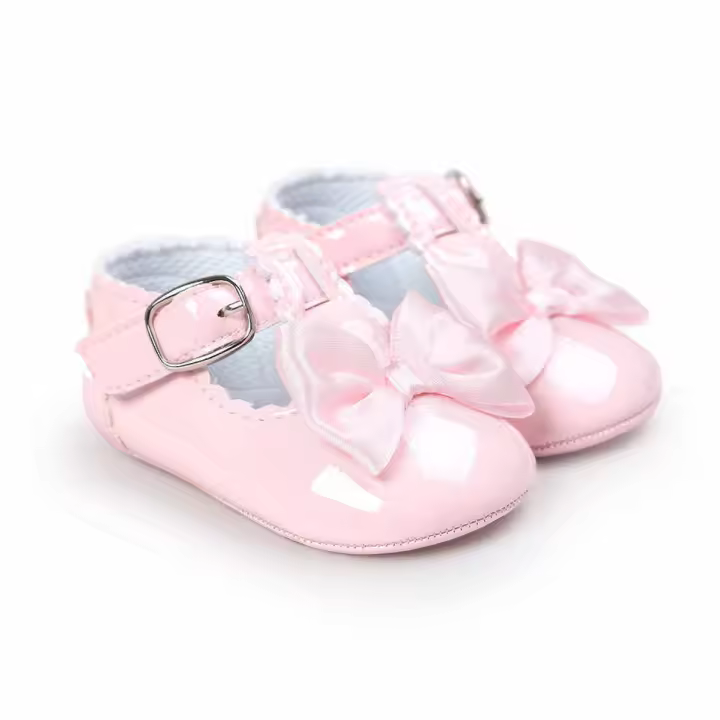 Hebilla de cuero PU para niñas recién nacidas, zapatos con lazo grande para primeros pasos, fiesta de princesa, boda, Verano - 1