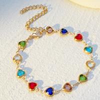 Pulsera de eslabones con diseño de corazón colorido, joyería decorativa con diamantes de imitación para fiesta, decoración de ropa diaria, joyería exquisita y que combina con todo para regalo de cumpleaños - details 0