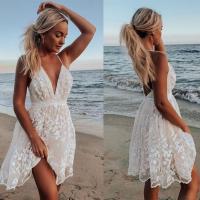 Vestido de encaje para mujer Vestido sin espalda con cuello en V - details 4