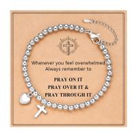 Pulsera de Encanto de Cruz de Corazón de Plata EWENSOO Regalo Perfecto para Mujeres, Niñas - details 1