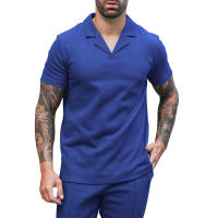 Verano 2025 para hombre, camiseta casual de manga corta con cuello polo y solapa en V, color sólido. - details 6