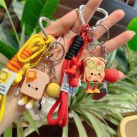 Lindo creativo de dibujos animados tostadas niño llavero cadena tejida raqueta de golf llavero bolsa colgante - details 2