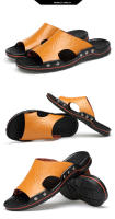 Nuevas sandalias de verano para hombre, zapatillas de playa de verano, sandalias de cuero genuino, zapatillas planas informales transpirables con agujeros - details 15