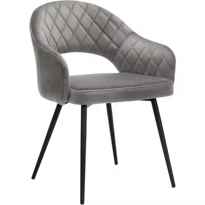 Terciopelo, Silla Acolchada con Reposabrazos, Patas de Metal, Diseño Elegante, para Comedor, Sala de Estar, Dormitorio, Cocina, Gris LDC82GY - 1