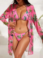 Microbikini de 3 piezas para mujer, traje de baño estampado, conjunto de Bikini Sexy, ropa de playa, Bikini estampado 2024 - details 1