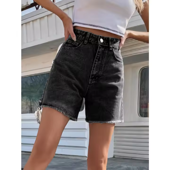 Shorts vaqueros holgados de cintura alta informales de tendencia para mujer - 1