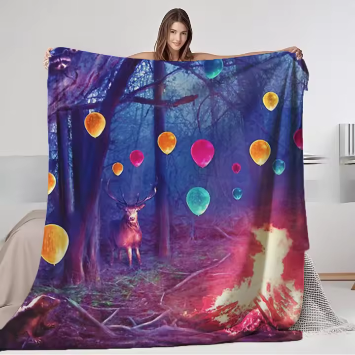 Manta de franela rústica de granja, bufanda de animales frescos para fiesta, ropa de cama de hospitalidad, mantas para dormitorio de personas mayores - 1