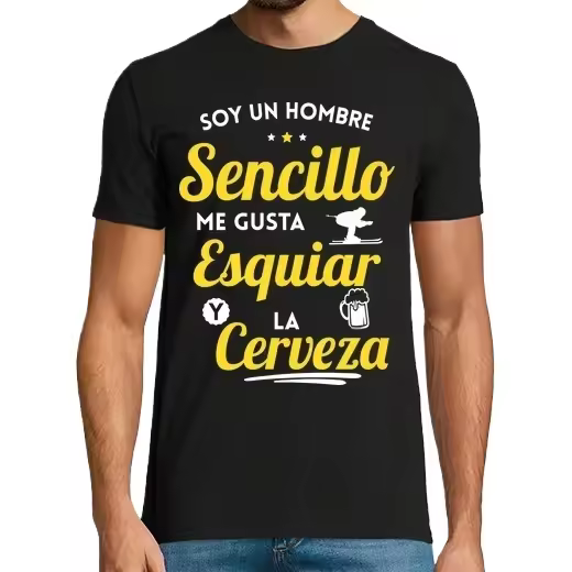 Soy Un Hombre Sencillo Me Gusta Esquiar Camisetas CERVEZA,Pack Regalo Camiseta Personalizada - 1
