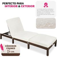 Taburete de Jardín Exterior de Ratán y Acero Tumbona de Piscina con Resaldo Ajustable en 6 Posiciones Tumbona de Playa Estable y Resistente a Intemperie Limpieza Fácil - details 37