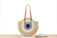 Bolso de paja tejido de un hombro redondo Simple para mujer, moda de playa, nuevo - details 5