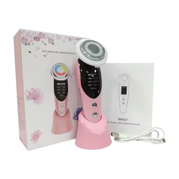 Masajeador Facial de Microcorriente EMS Terapia de Luz Roja Fotón Levantamiento Facial - 1