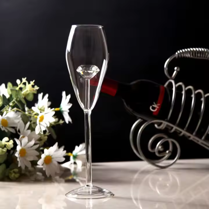 Vidrio transparente 3D, copas de vino tinto integradas, copas de copa de champán, regalo para el hogar, 1 pieza - 1