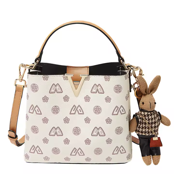 FOXER-Bolso cruzado de cuero sintético para mujer, bandolera con estampado de cubo - 1