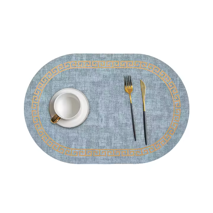 Manta de Plato de Cuero Impresada Térmica Alfombra Antescaldante de Alta Densidad Diseño Ovalado - 1