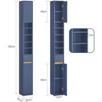 Mueble de Baño de Alto Estante Estanterías con 2 Puertas y Cajón Blanco Tamaño 20x20x180cm - details 93