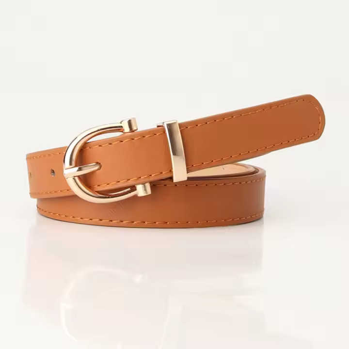 Cinturón Retro de cuero con hebilla de aguja para mujer, estilo Simple, ajustable, PU, pantalones, pretina, bandas con hebilla redonda - 1