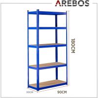 Juego de 2 Estanterías 180x90x30cm Azul 5 Estantes Estantería de Taller sin Tornillos - details 17