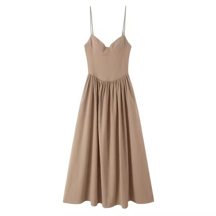 Ropa de mujer europea y americana popular vestido de tirantes de versión media y larga - 1